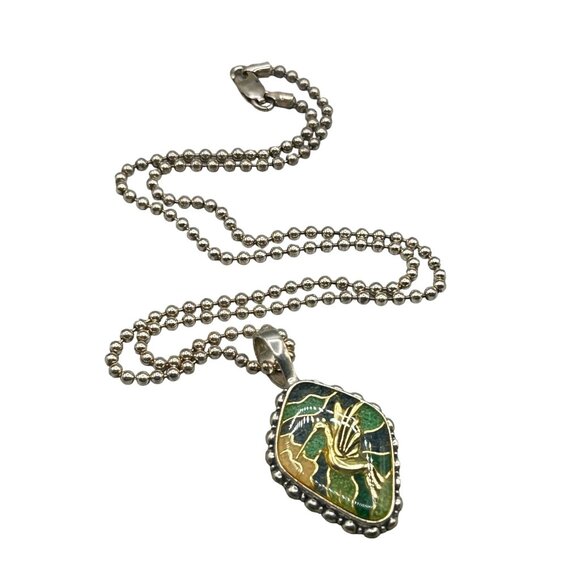 Carolyn Pollack Hummingbird Pendant Necklace Silver 925 Relios Crushed Turquoise - Picture 1 of 7